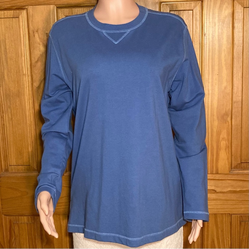 NWOT Classic Elements Vintage 90s Top Long Sleeve Blouse Blue Size L Large